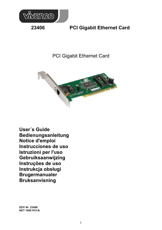 Mode d'emploi VIVANCO PCI GIGABIT ETHERNET CARD