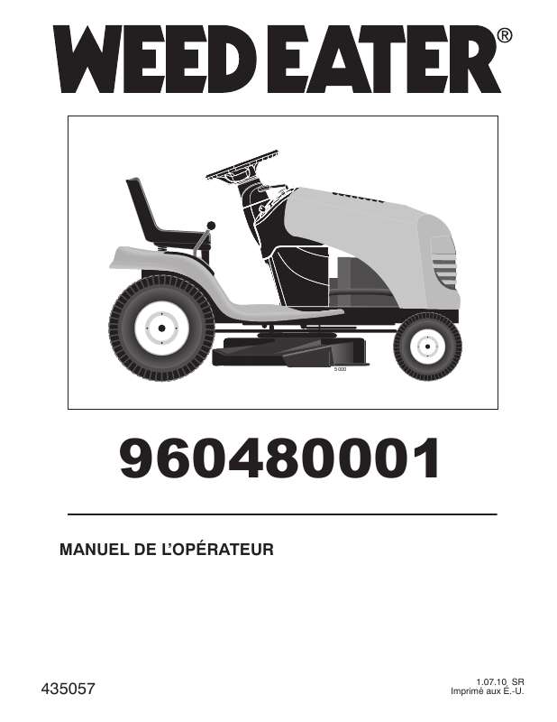 Mode d'emploi WEED EATER 960480001