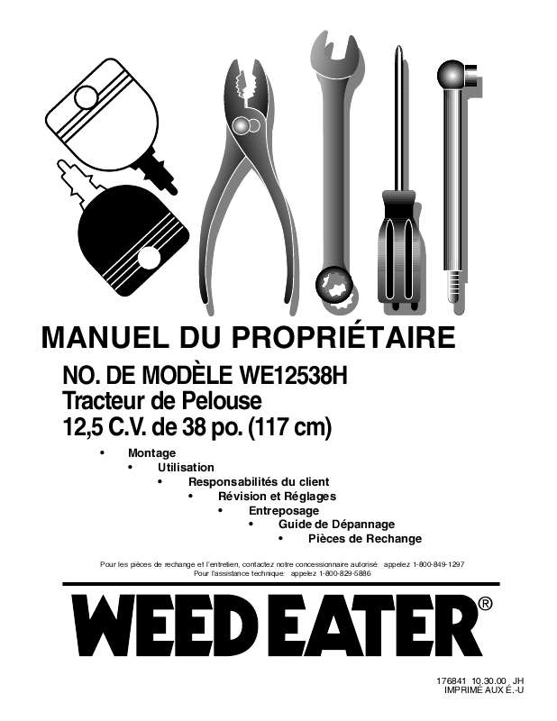 Mode d'emploi WEED EATER WE12538H