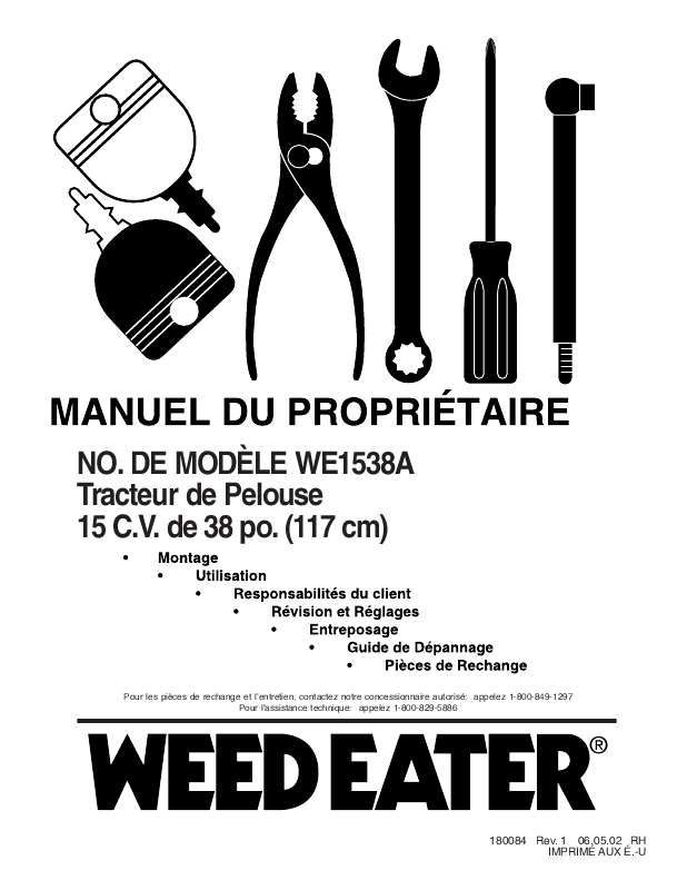 Mode d'emploi WEED EATER WE1538A