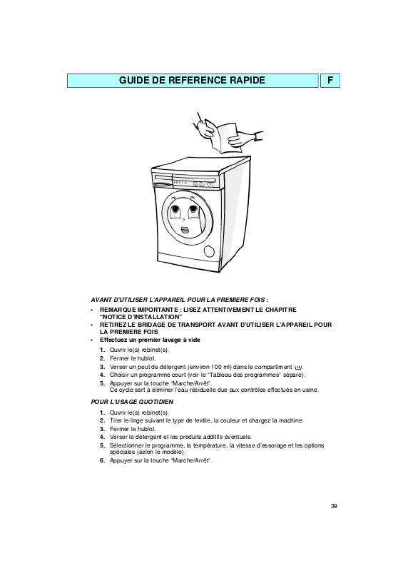 Mode d'emploi WHIRLPOOL A 1000