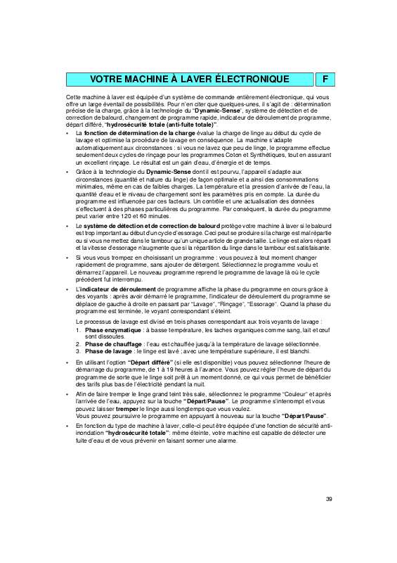 Mode d'emploi WHIRLPOOL ADVANCE 1000