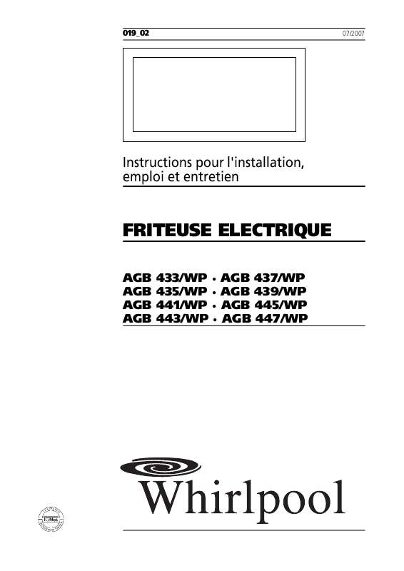 Mode d'emploi WHIRLPOOL AGB 433/WP