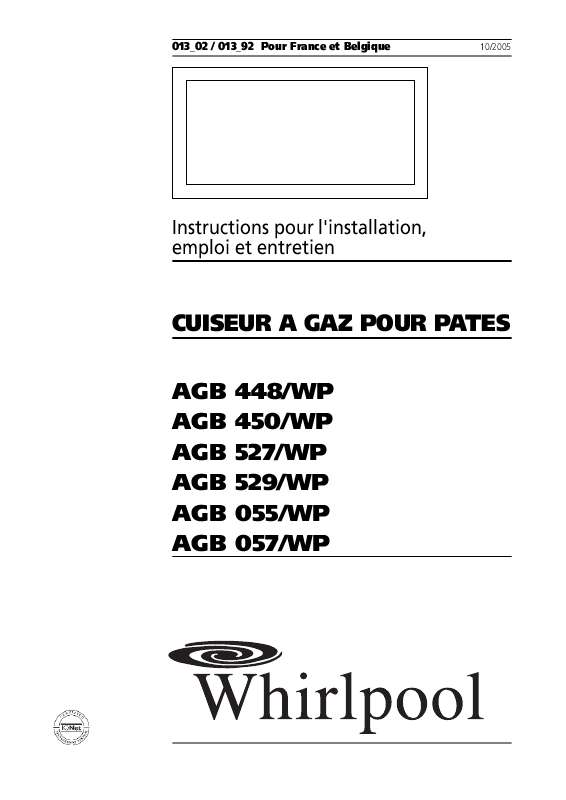 Mode d'emploi WHIRLPOOL AGB 448/WP
