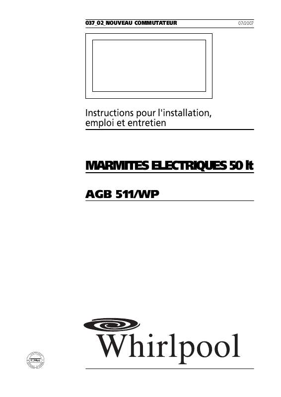 Mode d'emploi WHIRLPOOL AGB 511/WP