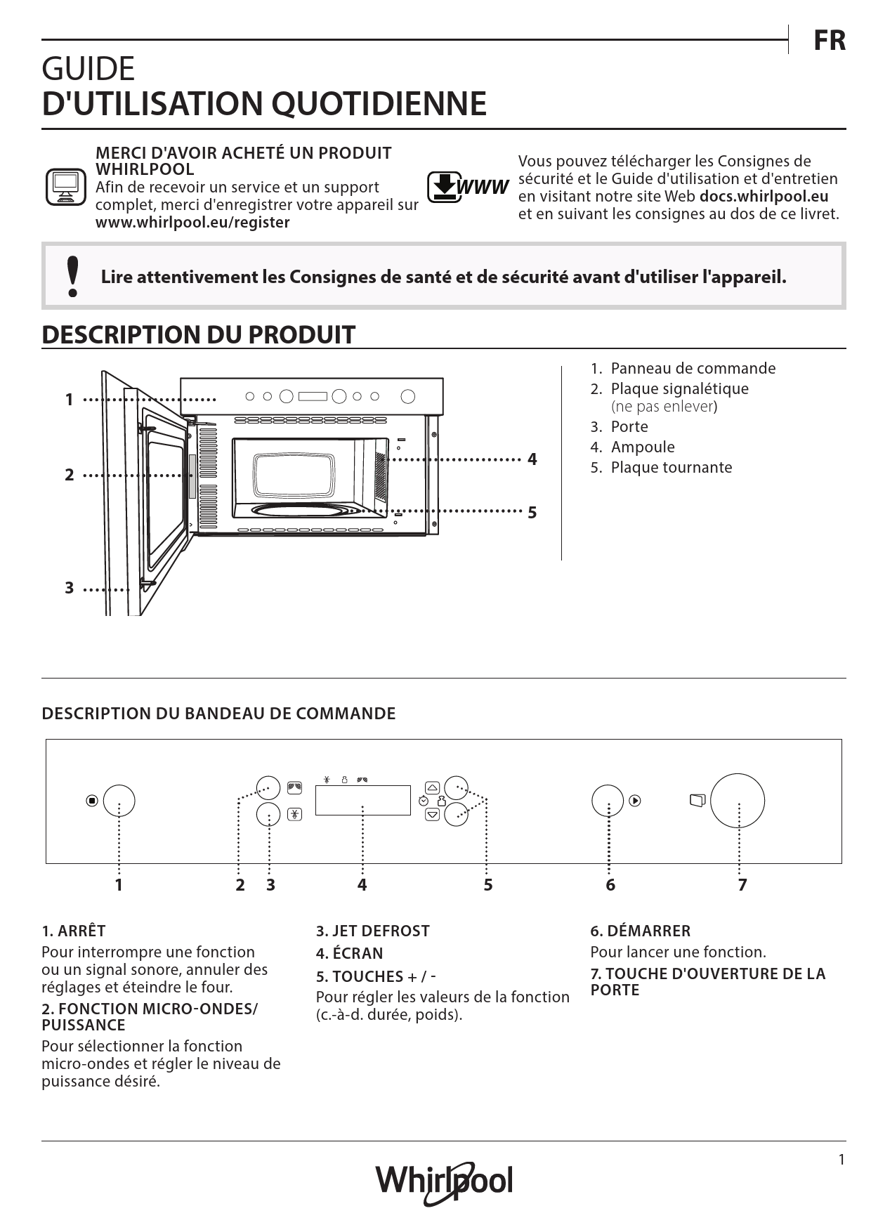 Mode d'emploi WHIRLPOOL AMW 506/IX