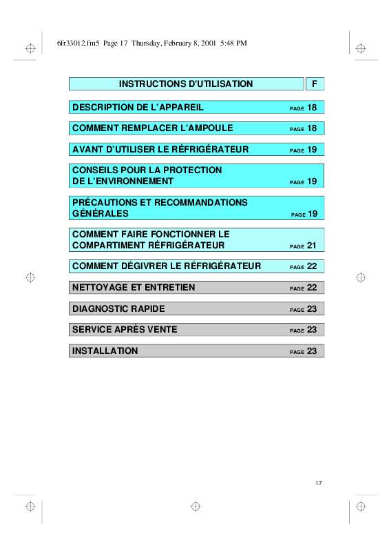 Mode d'emploi WHIRLPOOL ARC 0120