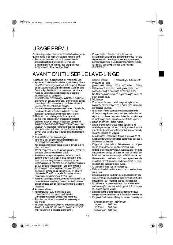 Mode d'emploi WHIRLPOOL AWO 6445 WP