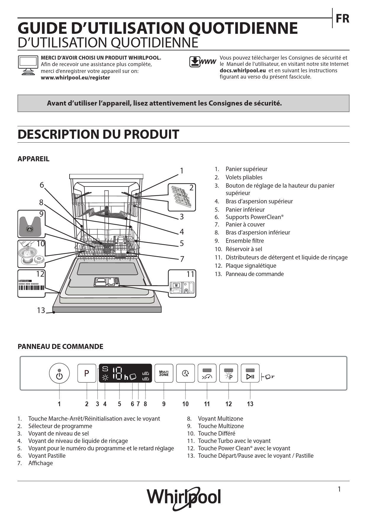 Notice lavevaisselle WHIRLPOOL BERNARDO WIO3T141PS Trouver une solution à un problème WHIRLPOOL