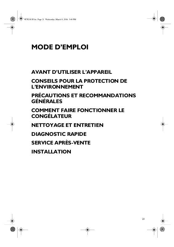 Mode d'emploi WHIRLPOOL GKN 200 NOFROST A