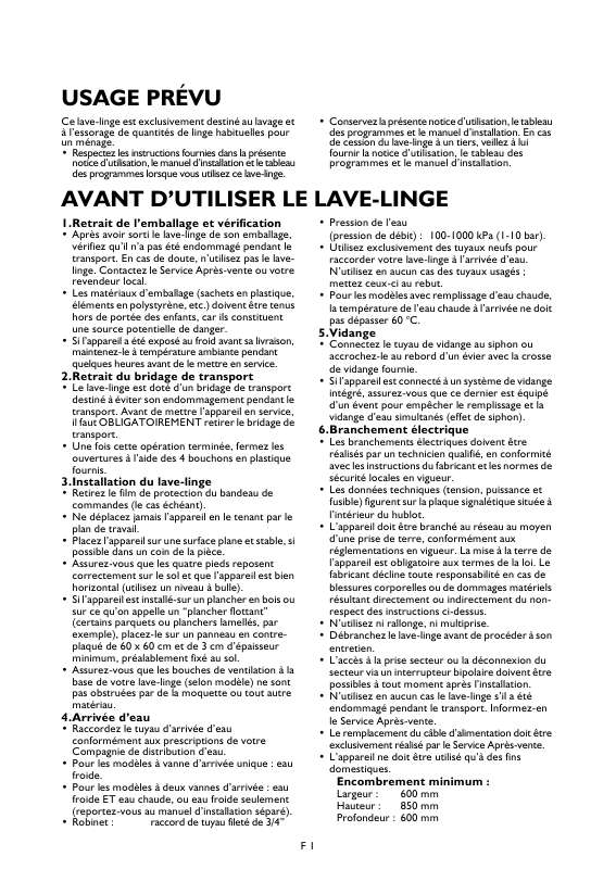 Mode d'emploi WHIRLPOOL MFW 1014 SWT