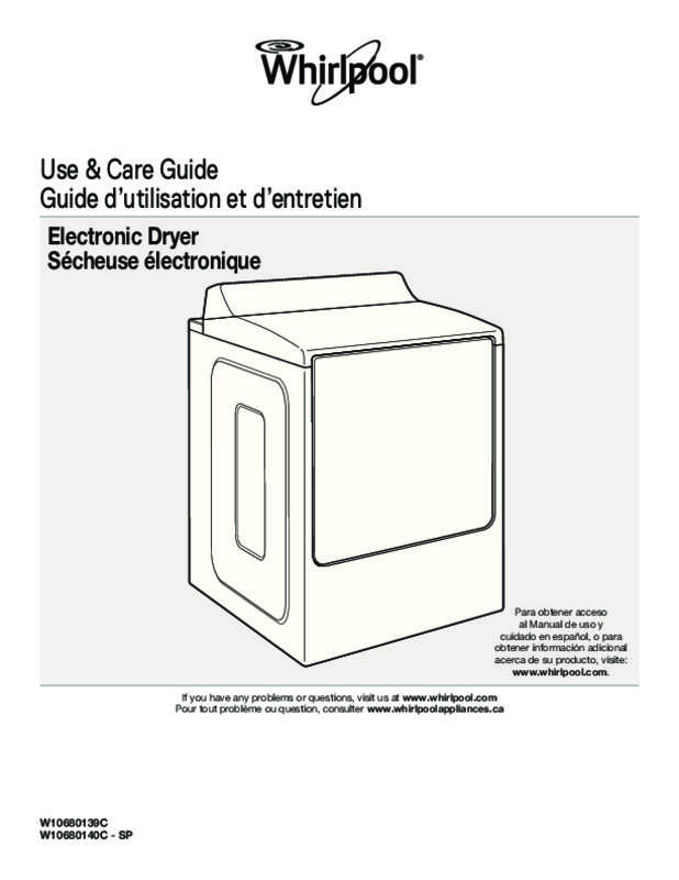 Notice sèchelinge WHIRLPOOL WED8500DC Trouver une solution à un