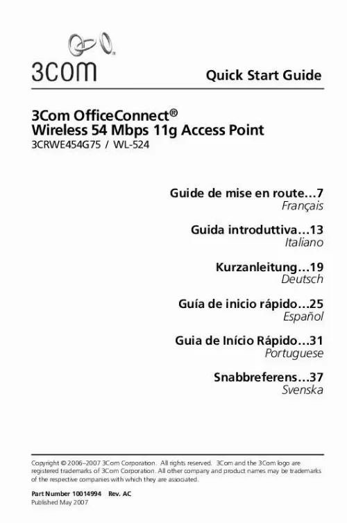 Mode d'emploi 3COM OFFICECONNECT WL-524