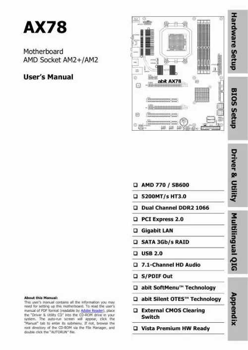 Mode d'emploi ABIT AX78