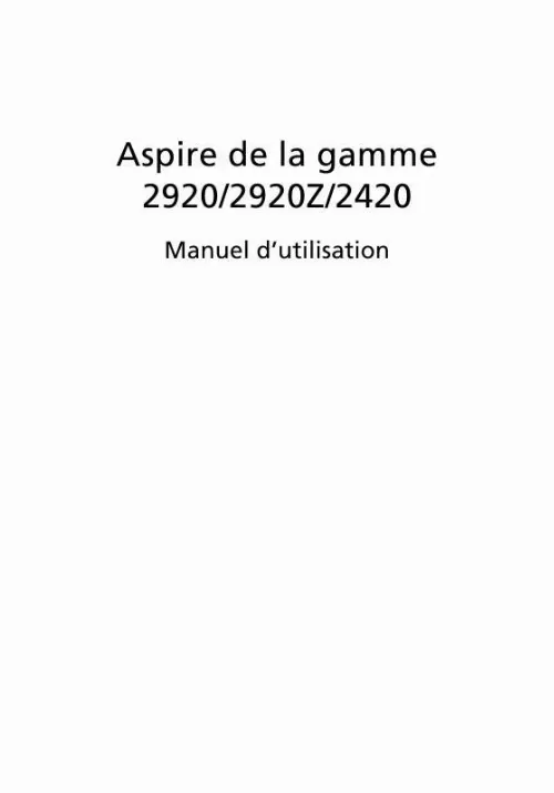 Mode d'emploi ACER ASPIRE 2920