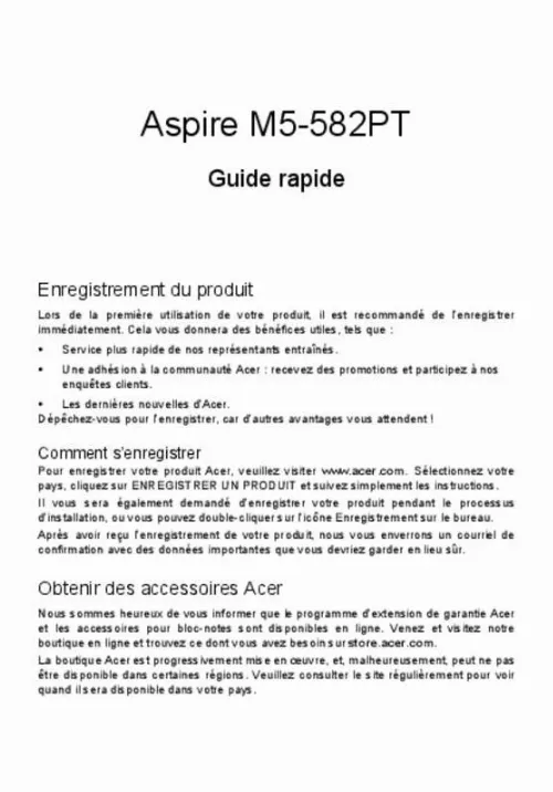 Mode d'emploi ACER ASPIRE M5-582PT