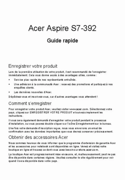 Mode d'emploi ACER ASPIRE S7-392
