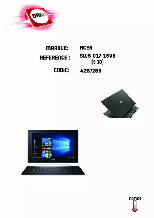 Mode d'emploi ACER ASPIRE SWITCH