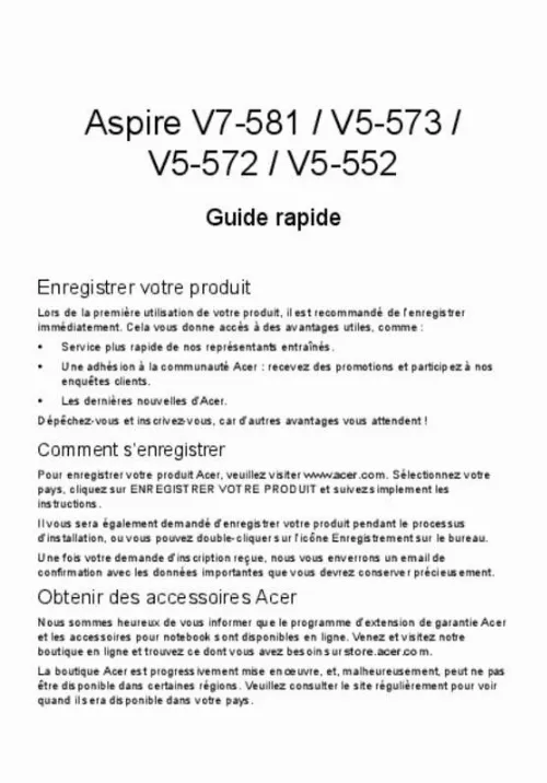 Mode d'emploi ACER ASPIRE V7-581PG