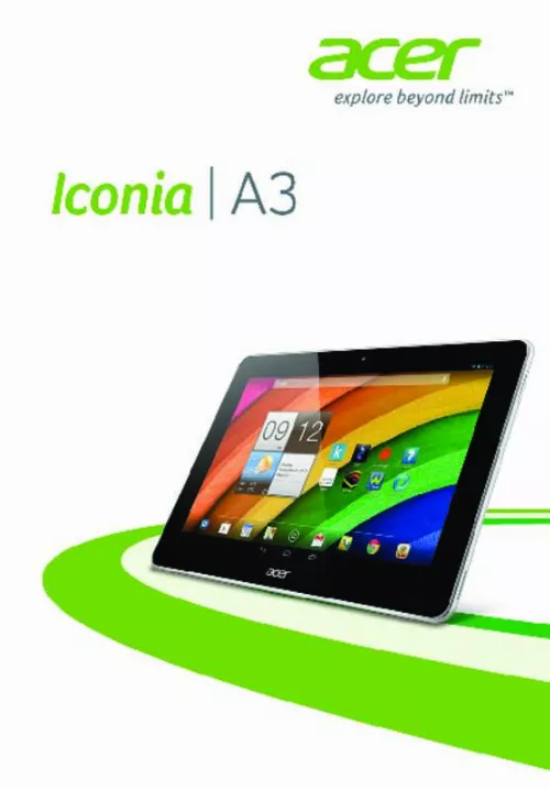 Mode d'emploi ACER ICONIA A3-A10 32GO