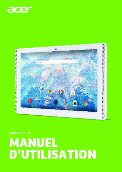 Mode d'emploi ACER ICONIA TAB 10 A3-A40