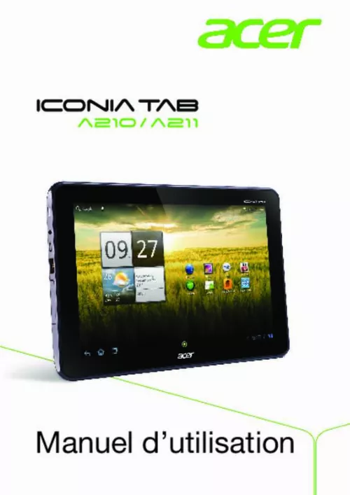 Mode d'emploi ACER ICONIA TAB A210