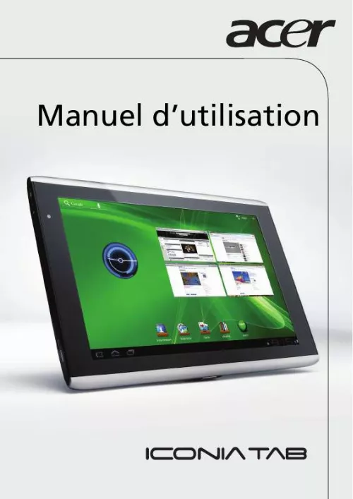 Mode d'emploi ACER ICONIA TAB A500