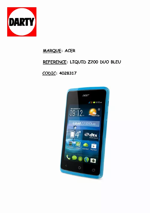 Mode d'emploi ACER LIQUID Z200