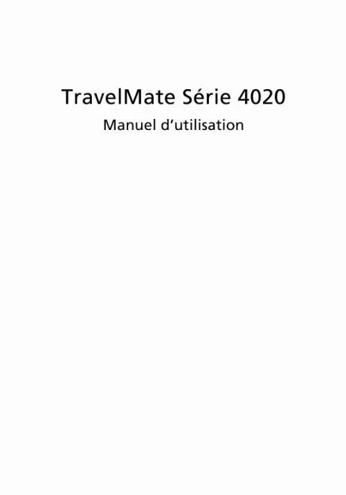 Mode d'emploi ACER TRAVELMATE 4020