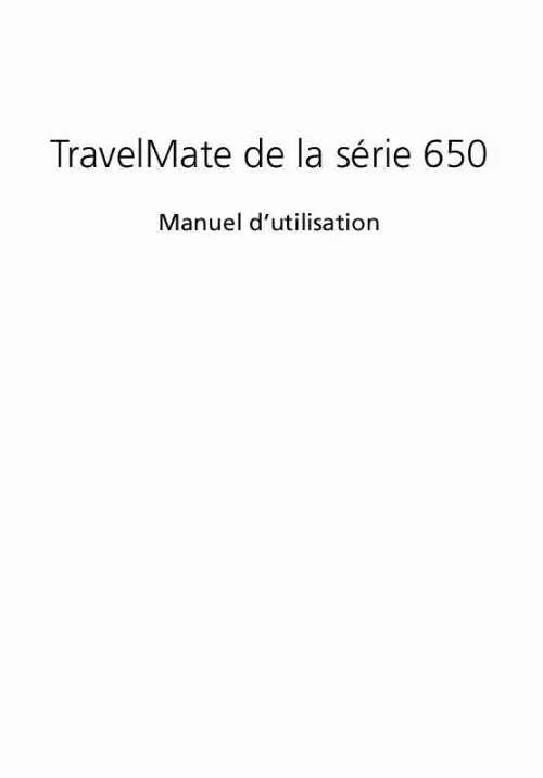 Mode d'emploi ACER TRAVELMATE 650