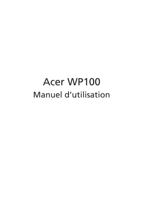 Mode d'emploi ACER WP-100
