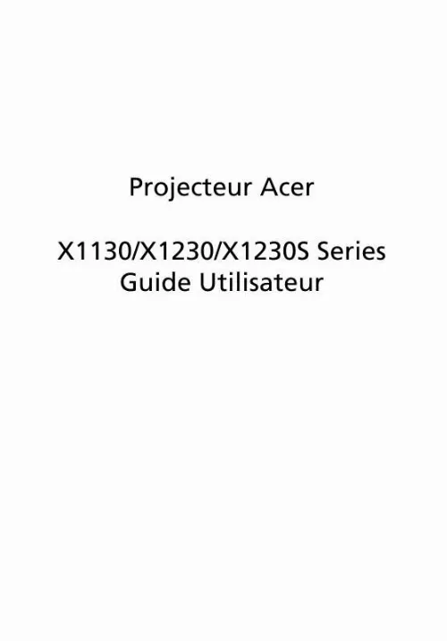 Mode d'emploi ACER X1230