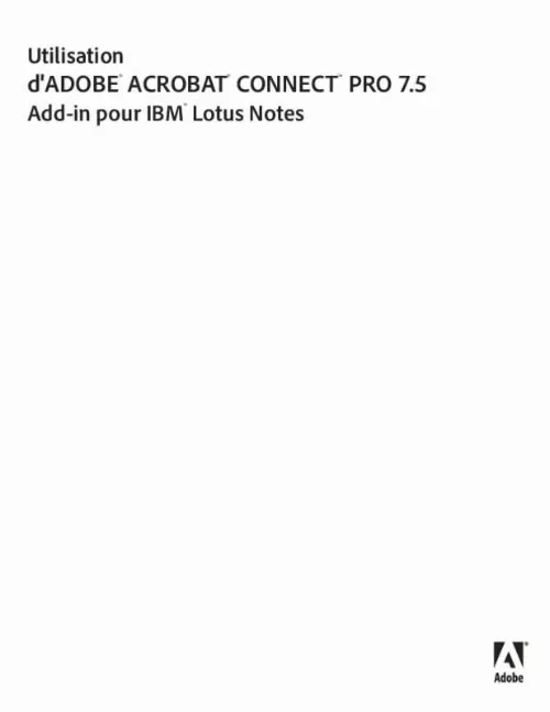 Mode d'emploi ADOBE CONNECT PRO 7.5 LOTUS