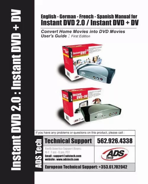 Mode d'emploi ADS TECH INSTANT DVD + DV