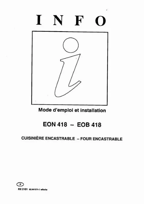 Mode d'emploi AEG-ELECTROLUX EOB418