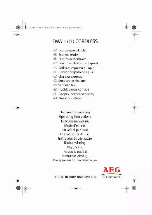 Mode d'emploi AEG-ELECTROLUX EWA1700