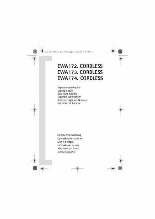 Mode d'emploi AEG-ELECTROLUX EWA1741CORDLESS