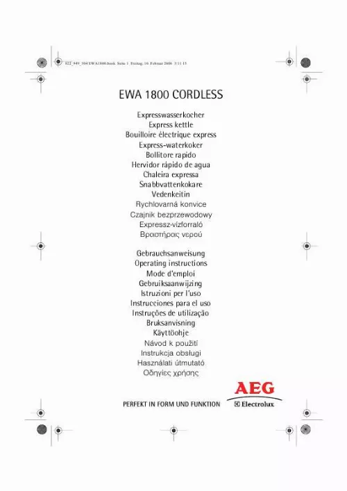 Mode d'emploi AEG-ELECTROLUX EWA1800