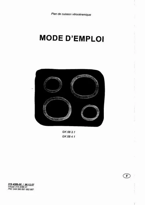 Mode d'emploi AEG-ELECTROLUX GK58-3.1CN