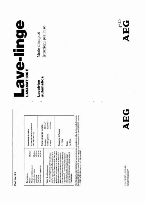 Mode d'emploi AEG-ELECTROLUX LAV896 E I