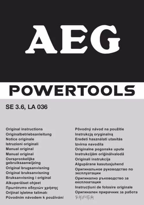 Mode d'emploi AEG-ELECTROLUX SE 3.6 LI