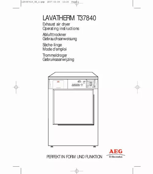 Mode d'emploi AEG-ELECTROLUX T37840