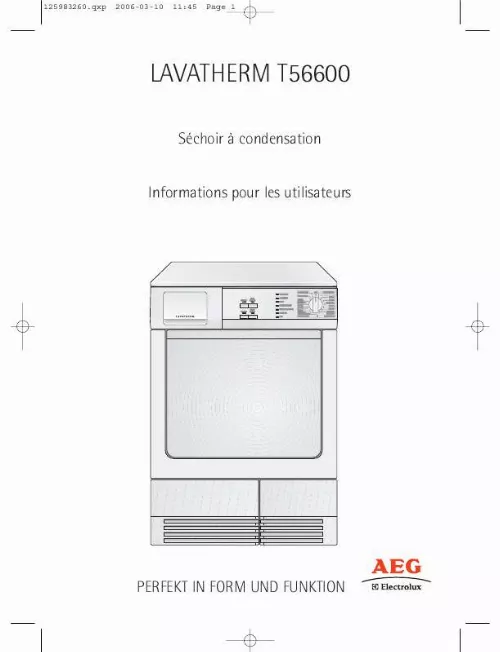 Mode d'emploi AEG-ELECTROLUX T56600