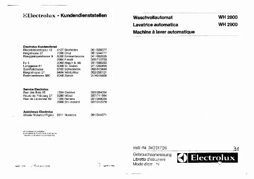 Mode d'emploi AEG-ELECTROLUX WH2900