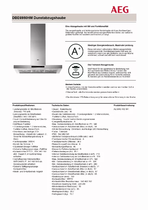 Mode d'emploi AEG DBE6980HM