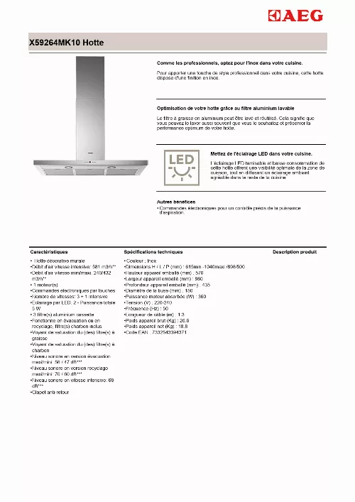 Mode d'emploi AEG X59264MK10