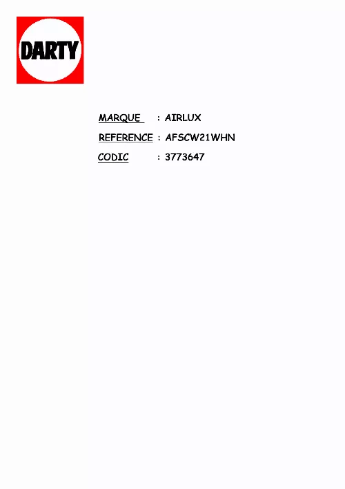 Mode d'emploi AIRLUX AFSCW21WHN