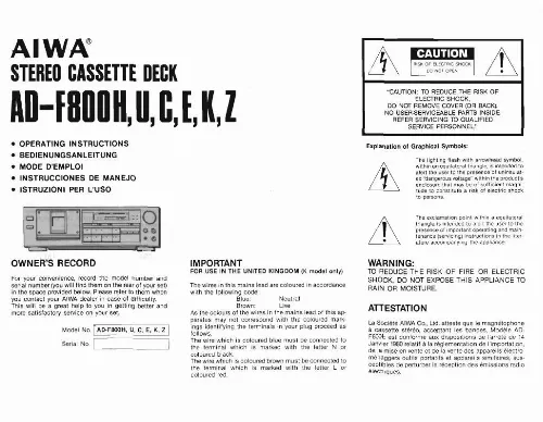 Mode d'emploi AIWA AD-F 800Z