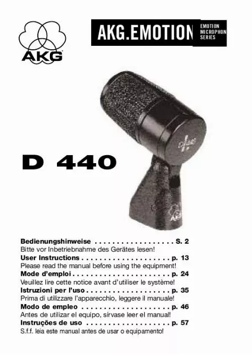 Mode d'emploi AKG D 440
