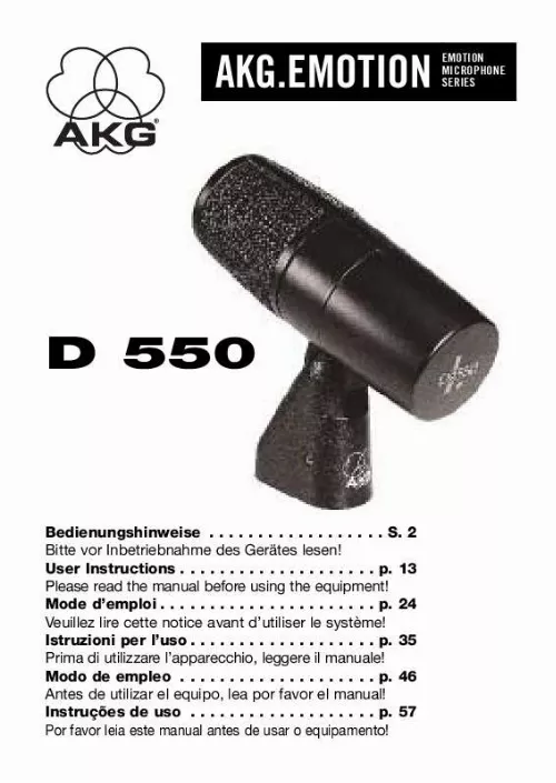 Mode d'emploi AKG D 550